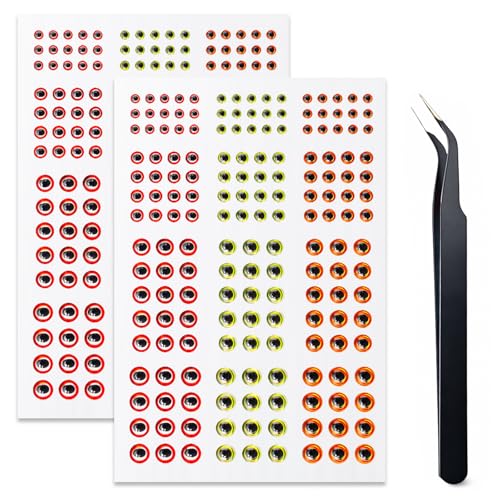 276pcs Fishing Lure Eyes Set with Tweezer - 3D, 4D, 5D, 6 Sizes