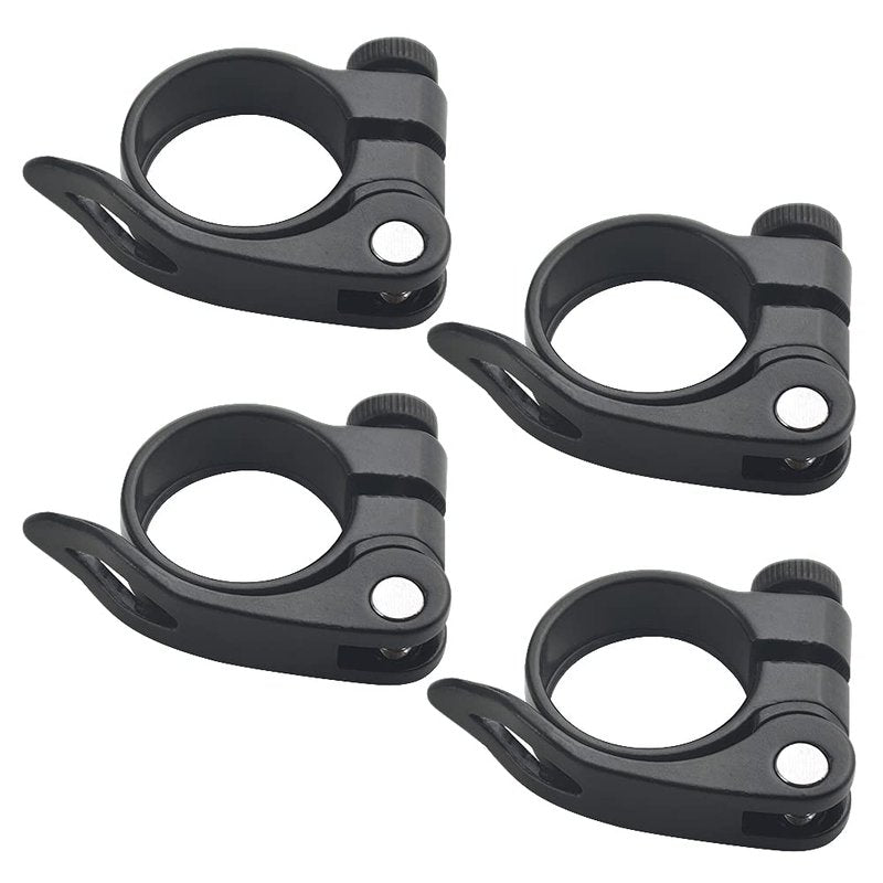 XINGYHENG 4Pcs Bicycle Seat Clamp Mountain Bike Road 31.8mm 34.9mm Aluminum Alloy Bike Bicycle Quick Release Seatpost Clamp Ring Fittings Black (31.8mm)