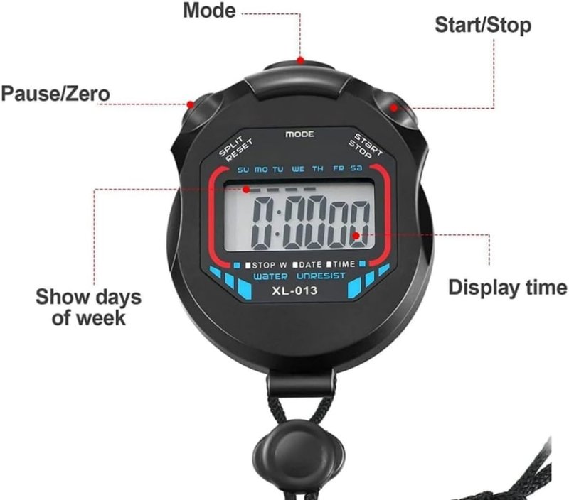 Stop Watch Waterproof Stopwatch Digital Handheld Multi-Function Professional Electronic Chronograph Sports Stopwatch Timer Stop Watch (Black 5)