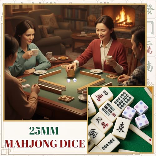 25 mm Acrylic Mahjong Dice Set - White Blue Rose Red (2 Pcs)