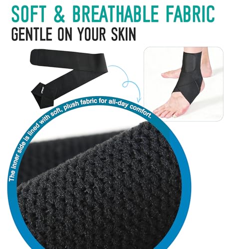 HiRui Adjustable Ankle Support Brace Medium Black for Sprains & Injury Recovery
