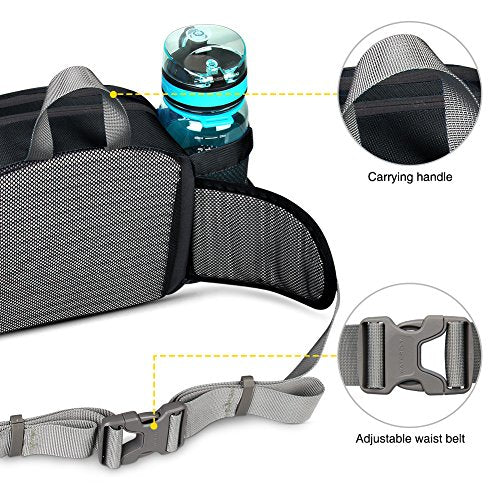 Fanny Pack Waist Bag with 2 Water Bottle Holders - Black