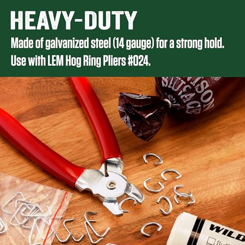 1/2" Galvanized Steel Hog Rings - 100 Heavy-Duty Rings
