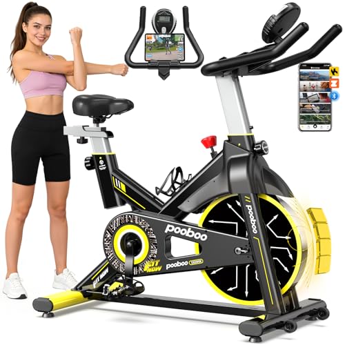 Magnetic Exercise Bike with App & Tablet Mount - Silver Yellow