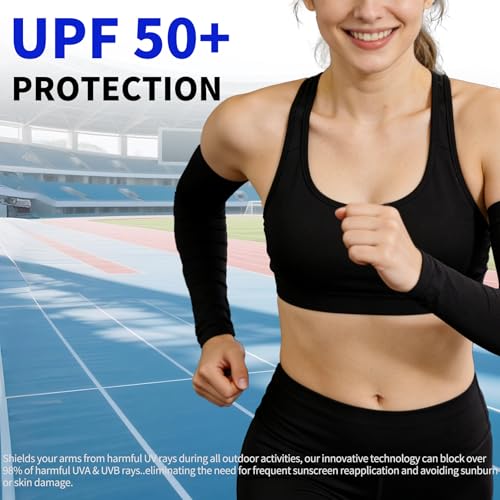 Cooling Arm Sleeves - UV Protection Compression 2-Pack, Black