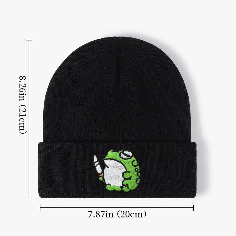 UYDOXCU Funny Cool Beanies Cute Gothic Knit Hat for Men and Women (Frog)
