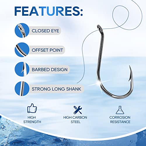 1/0 Octopus Circle Fishing Hooks - Durable & Chemically Sharpened