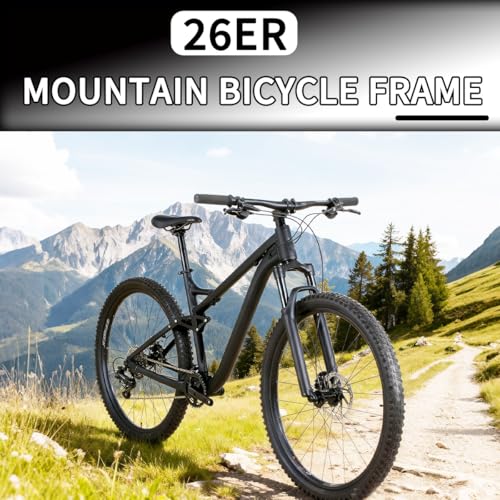 26-Inch Mountain Bike Frame - Aluminum Alloy Softtail Suspension - Black