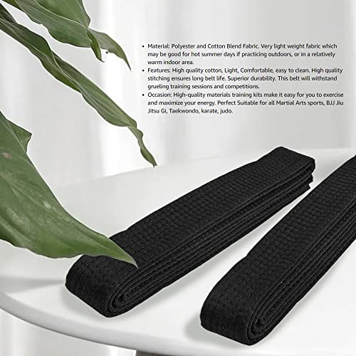 8.6ft Soft Black Martial Arts Belt for Karate & Taekwondo