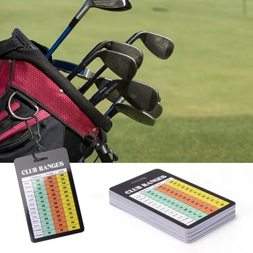 Golf Club Distance Range Chart Card - Durable PVC Yardage Aid - Medium