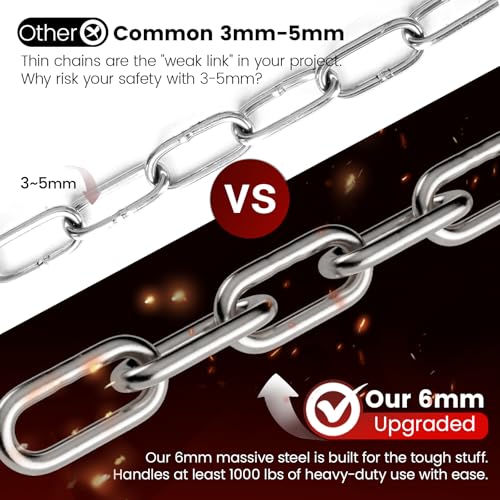 25" Heavy-Duty Hanging Swing Chain - 1000 lb Capacity, Silver