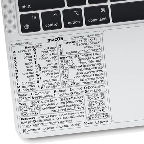 MacBook Shortcuts Stickers - Laminated Vinyl 5-Pack - Clear