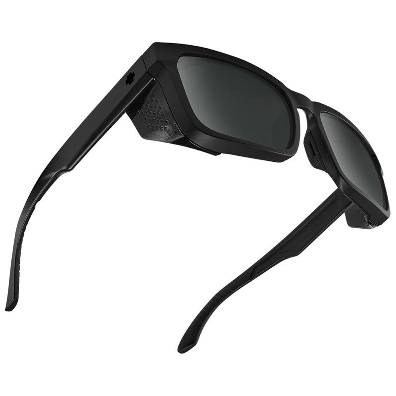 SPY Optic Helm Tech, Full Cover Square Sunglasses, Color and Contrast Enhancing Lenses, Matte Black - Happy Gray Green with Black Spectra Mirror Lenses