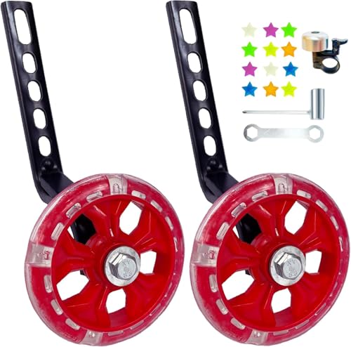 DDJKCZ Red Training Wheels for 12-20 inch Bikes, 0.5in Ground Clearance, Dark Red