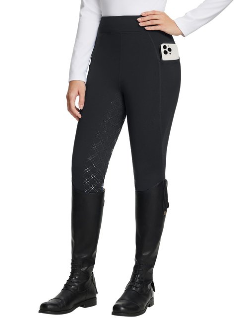 baleaf Women's Winter Riding Pants Full Seat Breeches Fleece Horse Equestrian Tights Horseback Leggings Zipper Pockets Black M