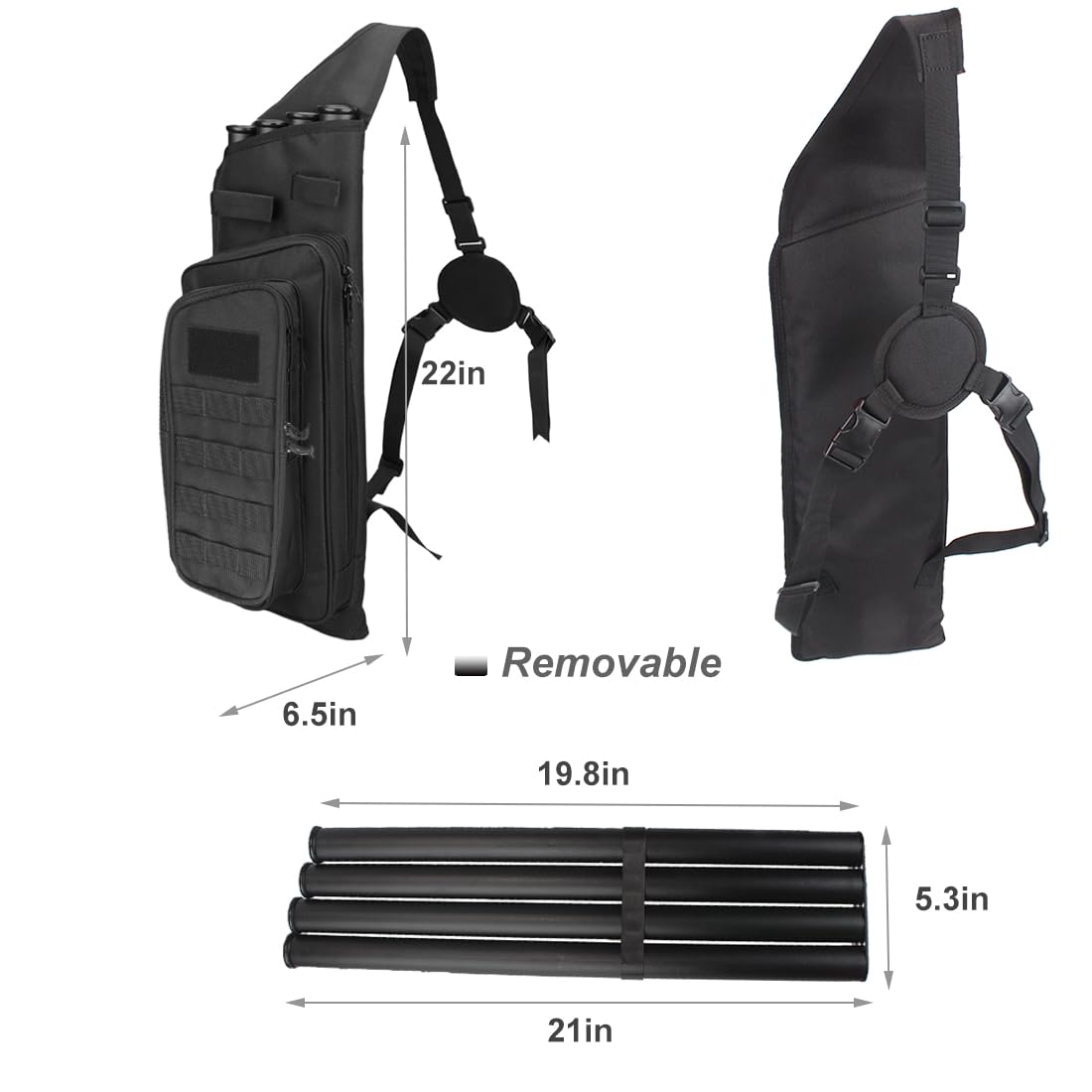 Krayney Multi-function 4-Tubes Back Arrow Quiver Shoulder Hanged Target Shooting Archery Quiver for Arrows Takedown Bow (Black)