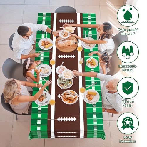 Football Party Decorations Tablecloth - 2 Pack, White & Green