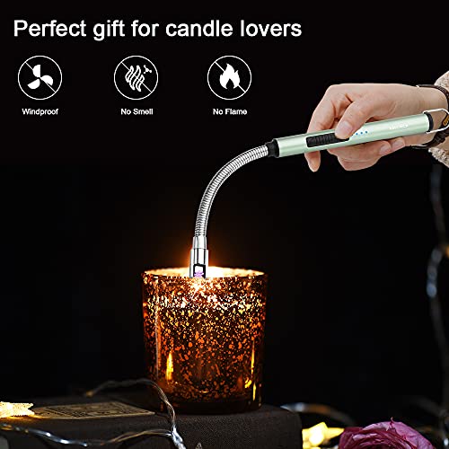 USB Rechargeable Electric Arc Candle Lighter - Flexible Neck - Green