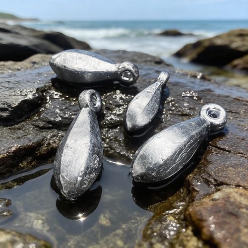 TKHDBF Silver 4 Ounce Bank Sinkers No-Roll Fishing Weights - 4 pcs