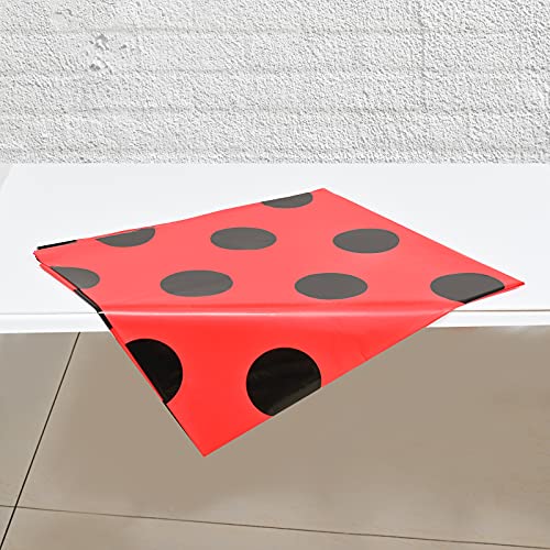 Ladybug Party Tablecloths - 2 Pack Red & Black Polka Dots, 87 x 51 Inches