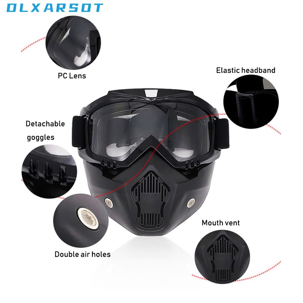 Airsoft Helmet and Mask with Goggles, Airsoft Full Face Mask, with NVG Mount and Side Rail,Tactical Airsoft Gear PJ Style Helmet（Black）