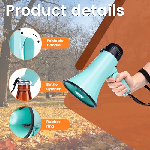 20 Watt Portable Megaphone with Siren & Recording - Light Green