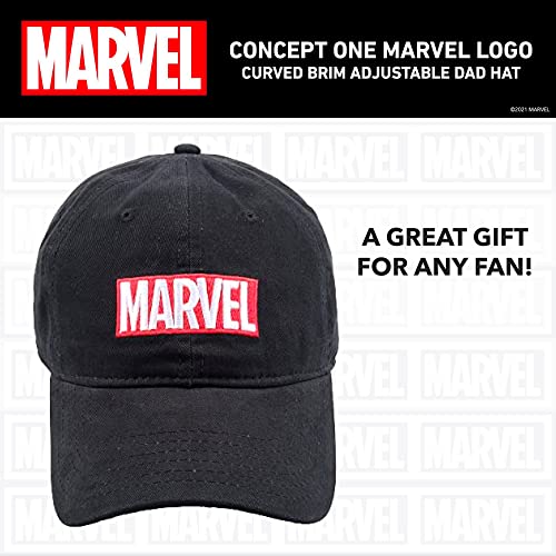 Marvel Logo Adjustable Cotton Dad Hat - Black
