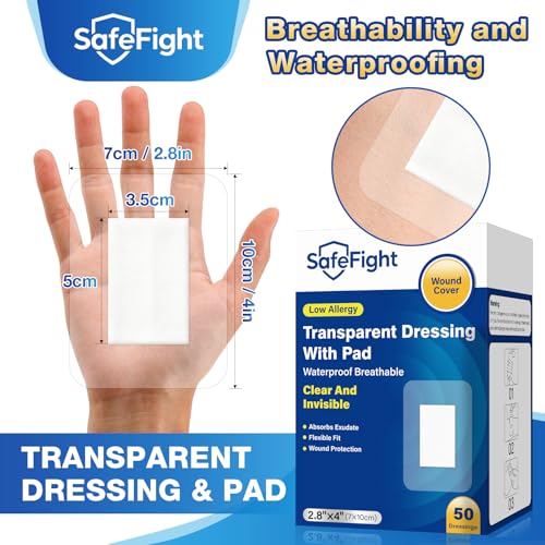 Transparent Film Dressing with Pad - 2.8" x 4" Waterproof Adhesive Bandages