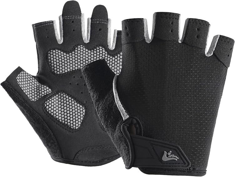 Half-Finger Gym Gloves - Anti-Slip Workout Gloves, Black Large