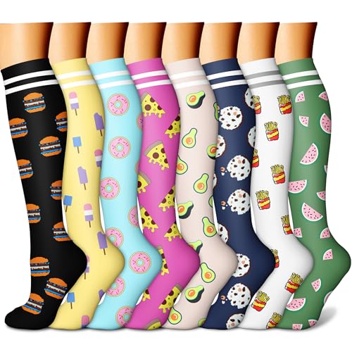 CHARMKING Compression Socks for Women & Men Circulation (8 Pairs)