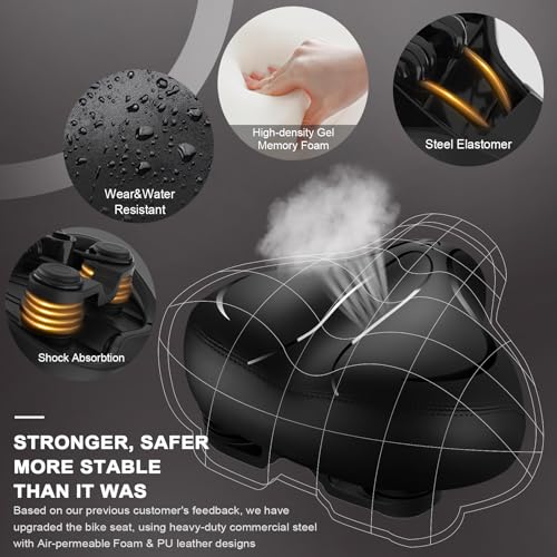 Roguoo Waterproof Gel Bicycle Seat - Matte Black, Comfortable Shock Absorbing Saddle for Mountain & Road Bikes