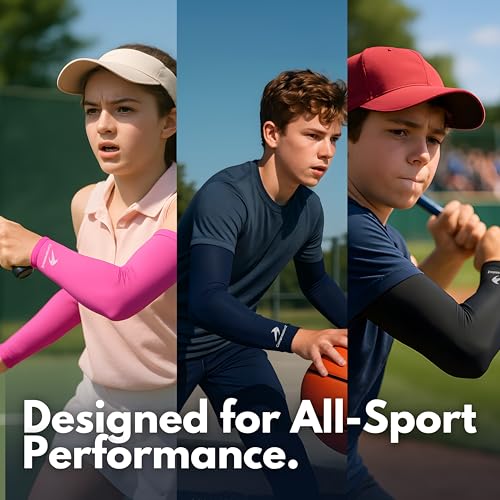 CompressionZ Kids Compression Sports Arm Sleeves Unisex | UV Sun Protection Volleyball Basketball Baseball Football