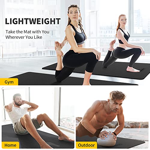 CAMBIVO Extra Wide Yoga Mat 72 x 32 inches, Non-slip 8mm Thick Exercise Mat, Dark Black