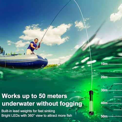 Linkstyle 12V Underwater Fishing Light 2000LM Green LED Submersible 5M Cord