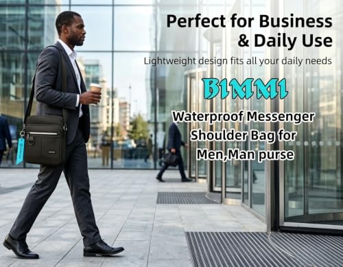 BIMMI Small Waterproof Crossbody Messenger Bag for Men - Black