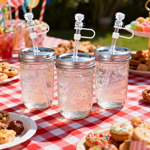 Rhinestone Straw Topper Set for Stanley Cup - White Diamond, 3 Pcs