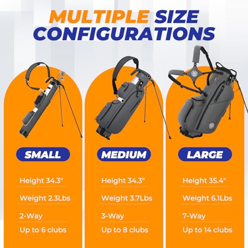 Lightweight Golf Stand Bag with 3-Way Dividers - Weatherproof