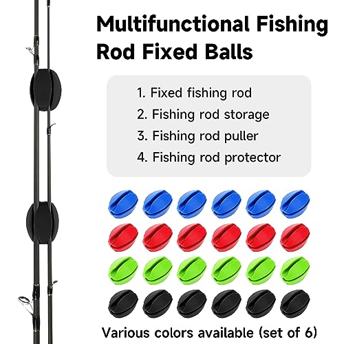 Fishing Rod Holder - 6Pcs Elastic Rubber Protector - Black