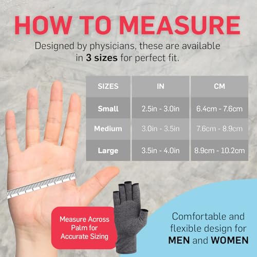 Compression Gloves for Arthritis Relief - Medium Grey