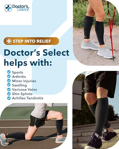 Doctor's Select Copper Calf Compression Sleeves 2 Pairs Large-X-Large Black