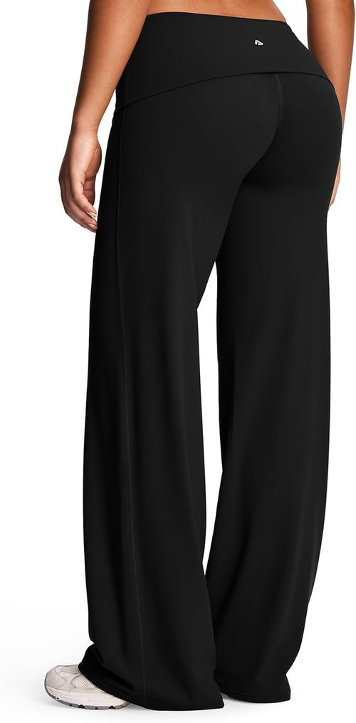 Aoxjox Women's Yoga Pants - Lumastretch™ Fold Over Waist Straight Leg Bottoms | 31"/33"/35" Sizes