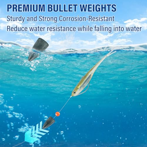 Bullet Fishing Weights 1/16oz - 30-Pack Lead Sinkers for Texas & Carolina Rigs