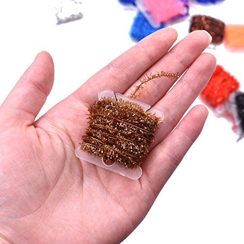 15 Cards Multi Colors Tinsel Chenille Line for Fly Fishing Tying - 75M