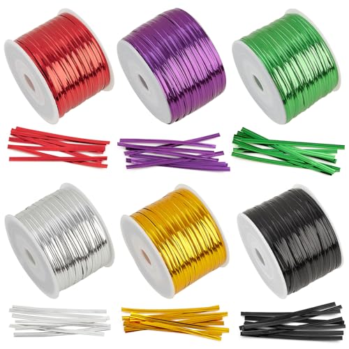 Tangyinrd Gold Metallic Twist Ties 100 Yards Bread Candy Coffee Bag Ties Plant Garden Twist Ties for Parties Decorative Ties Cake Present Art Craft