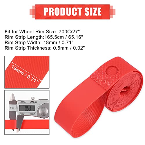 700C Bike Rim Tape - Red PVC Inner Tube Protection Strip Pair