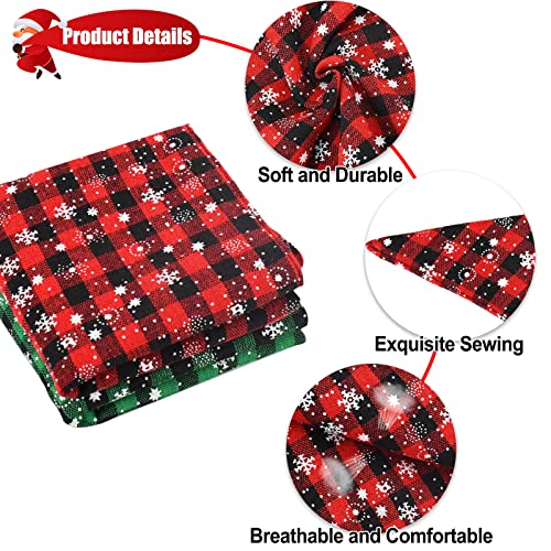 2 Pack Christmas Dog Bandana Set - Plaid Snowflake - Large, Green & Red