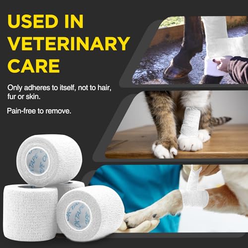 OK TAPE 24 Rolls Self-Adhesive Bandage Wrap 2in White – Cohesive Elastic Athletic Tape
