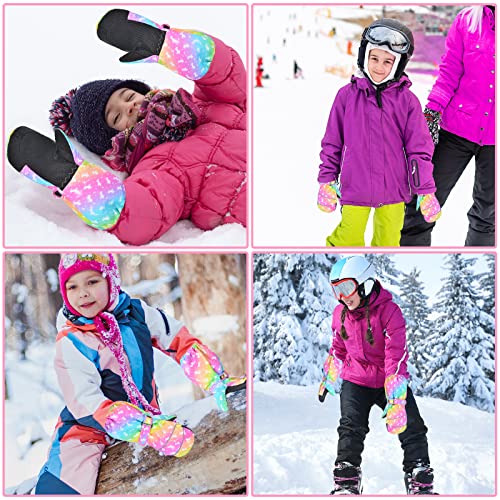 Kids Waterproof Ski Gloves - Toddler Mittens, Rainbow Unicorn, Small