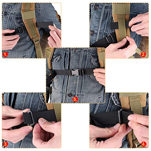 Adjustable Chest Strap Backpack Belt with Buckle - Black