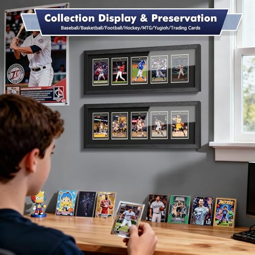 efunny 5-Pack Black Magnetic Card Display Frames with UV Protection for Trading Cards
